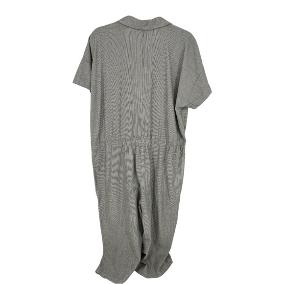 Eileen Fisher Organic Cotton Linen Ticking Striped Jumpsuit Wide Leg Cropped XL - Picture 4 of 10